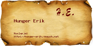 Hunger Erik névjegykártya